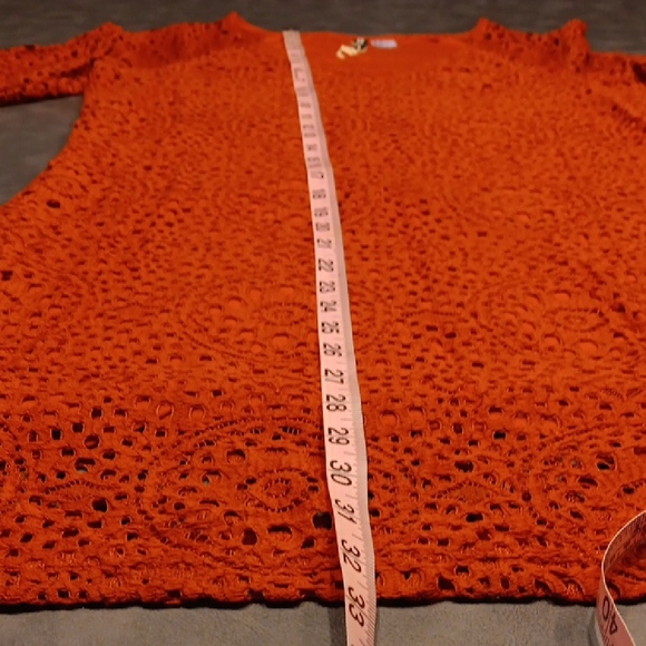 Divided By H&M Dark Burnt Orange Crochet  3/4 Sleeve Dress - Picture 9 of 9